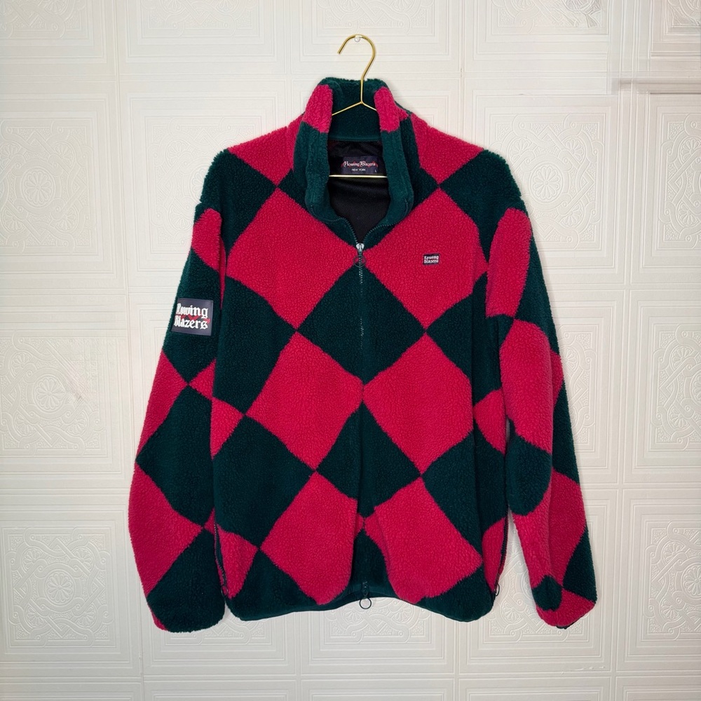 Rowing Blazers Harlequin Deep Pile Sherpa Jockey Fleece Large Unisex
